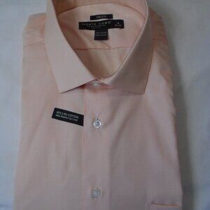 Men's PRONTO UOMO Peach Button Down Pocket Dress Shirt 18 32/33 NWT
